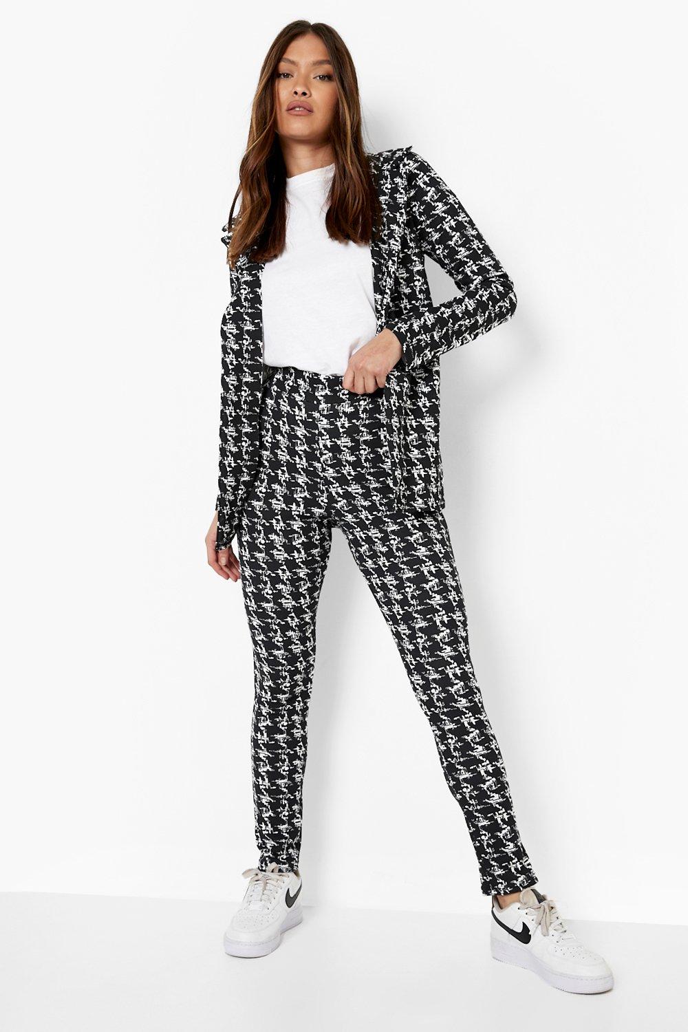 Dogtooth Crepe Blazer & Skinny Pants