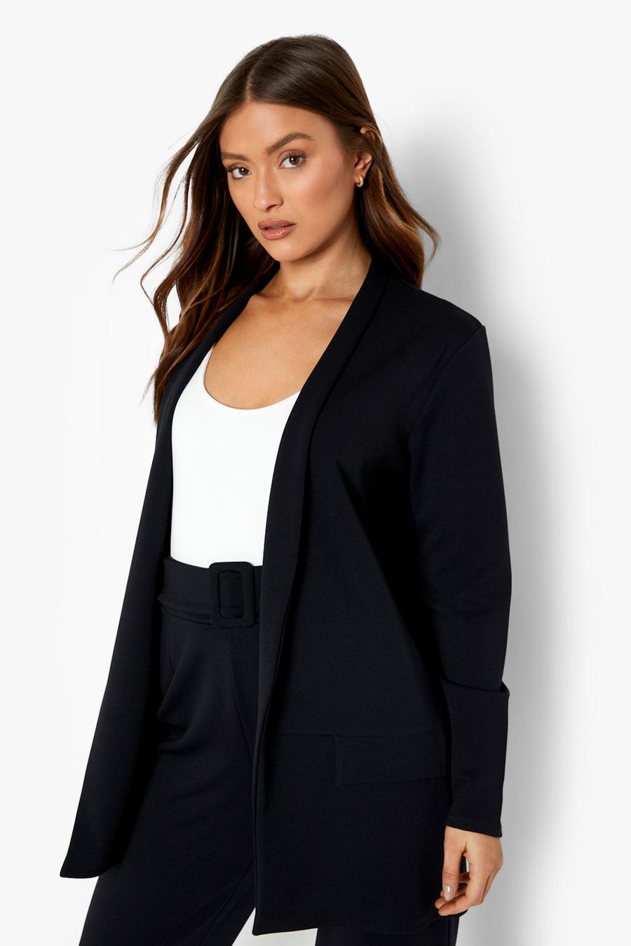 Black Tailored Blazer & Belted Pants Suit image number 1