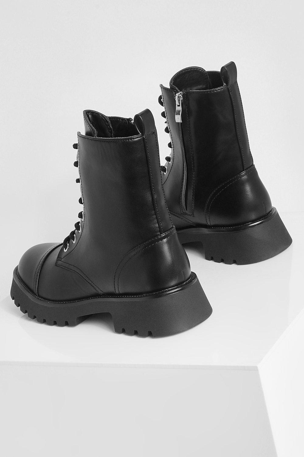 Toe Cap Detail Combat Boots boohoo CA