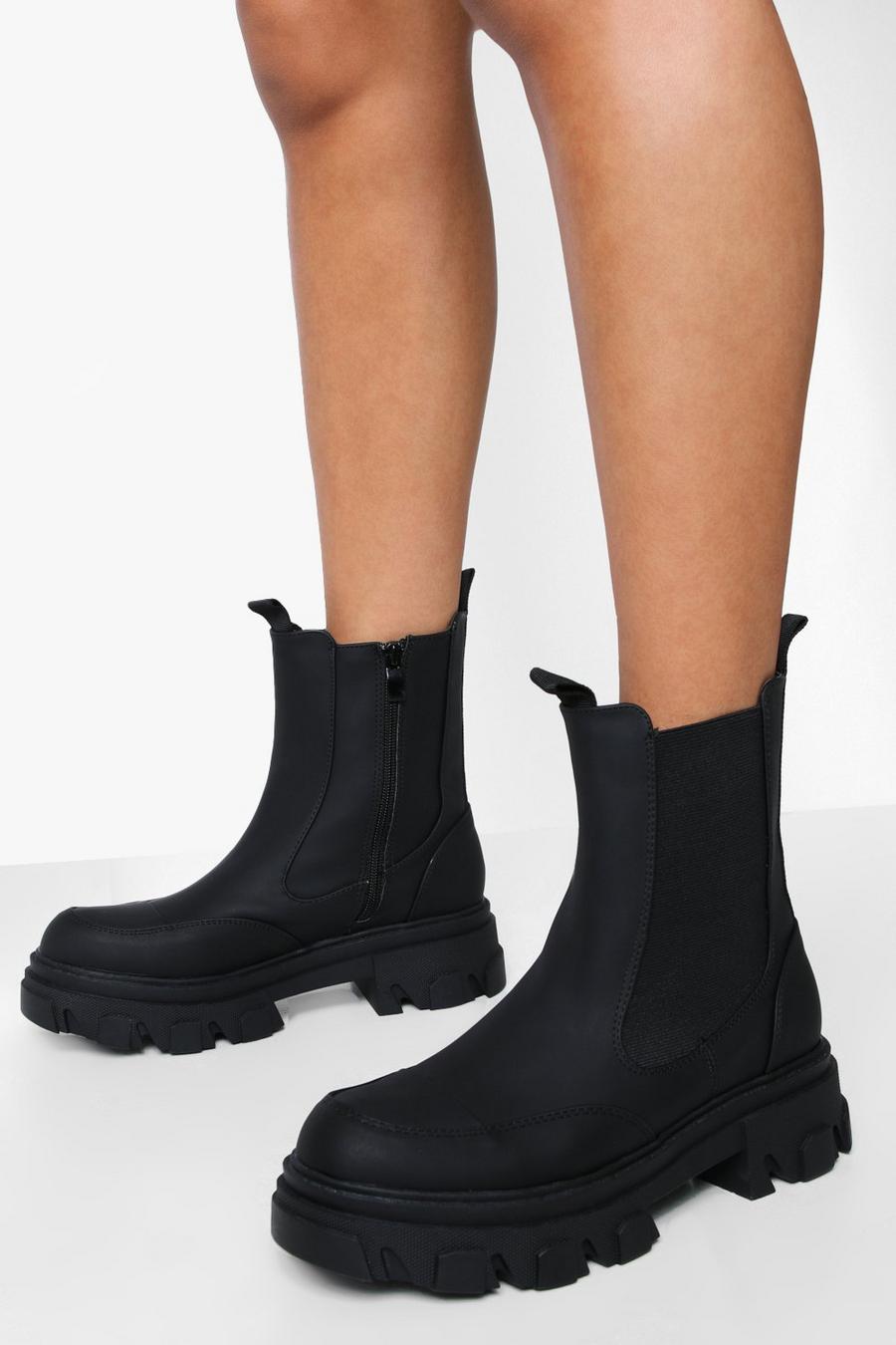 Black Chunky Rubber Chelsea Boots image number 1