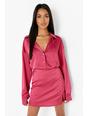 Oversize-Hemd aus Satin, Hot pink