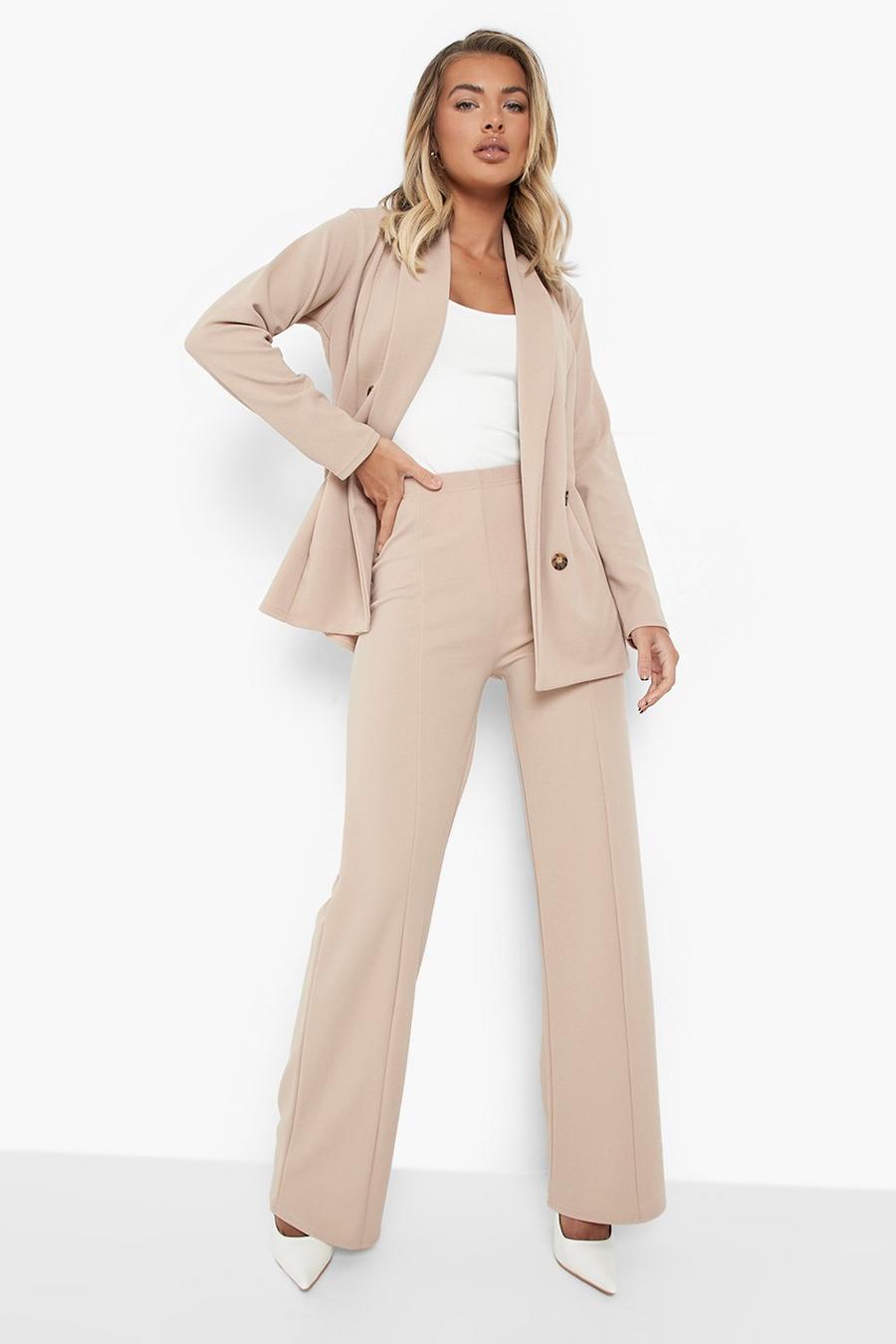 Sand beige Seam Front Crepe Trousers