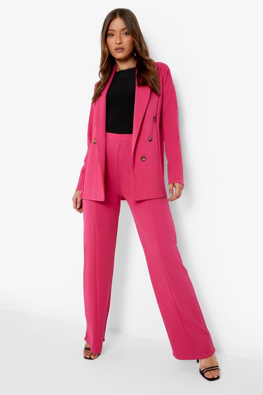 Hot pink Seam Front Crepe Trousers image number 1