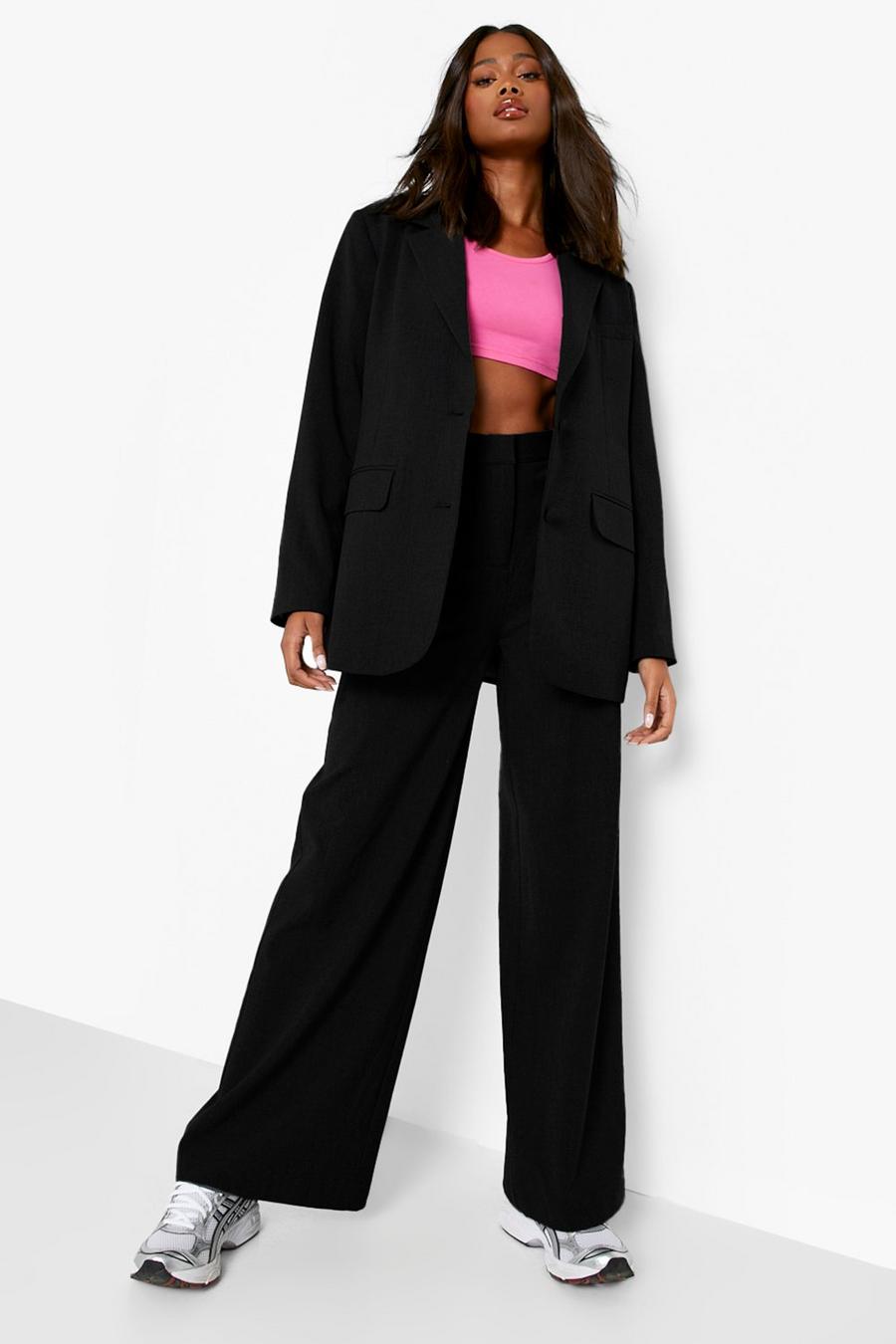 Black Premium Marl Slouchy Tailored Pants image number 1