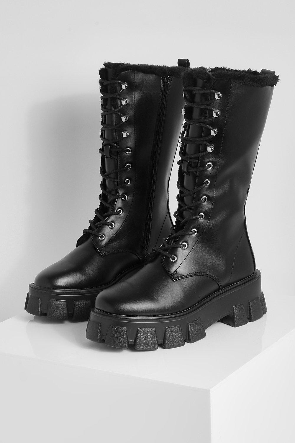 Calf high hot sale combat boots