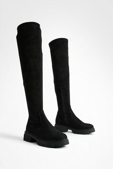 Stretch Knee High Boots black