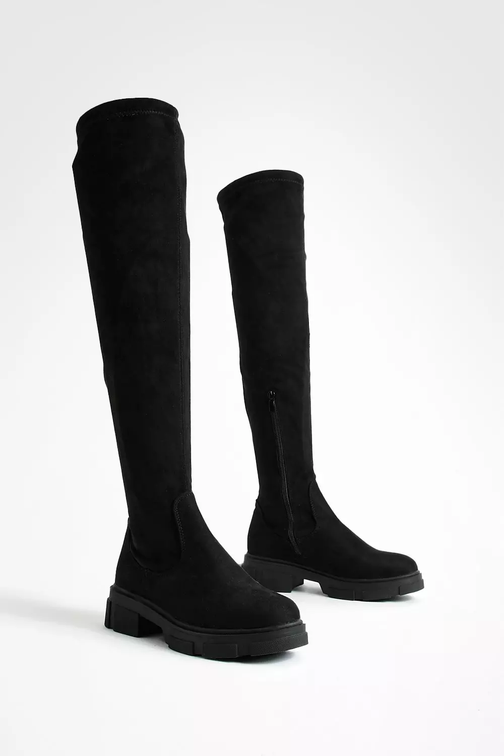 Elasticated knee outlet high boots