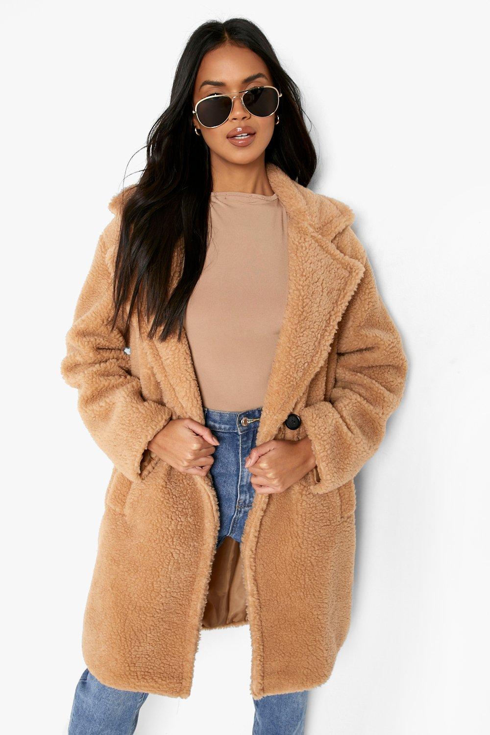 boohoo teddy fur coat