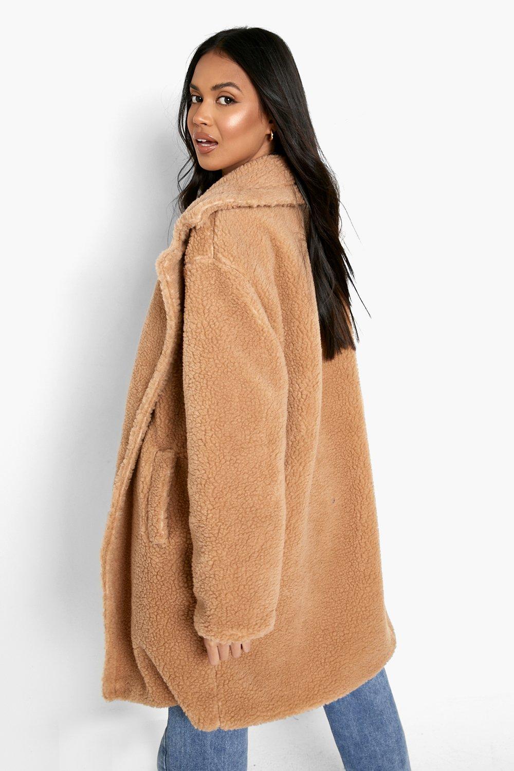 teddy faux fur coat brown