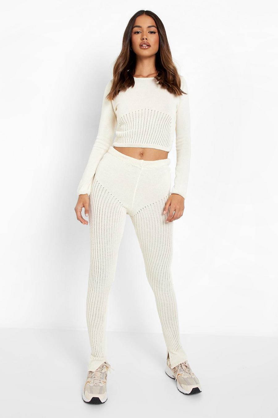 Ivory Ladder Stitch Knitted Co-ord image number 1