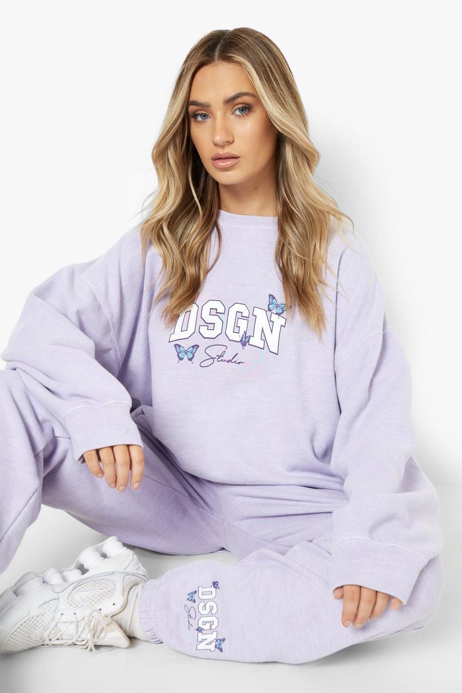 Lilac Overdyed Butterfly Sweater Tracksuit image number 1
