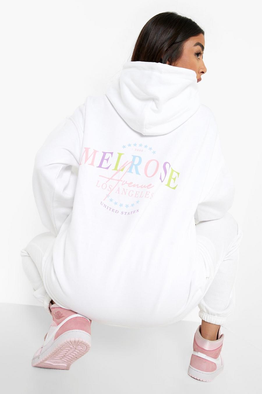 Ecru Melrose Rainbow Printed Oversized Hoodie image number 1