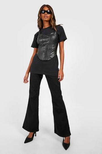 Black High Waisted Disco Flared Jeans