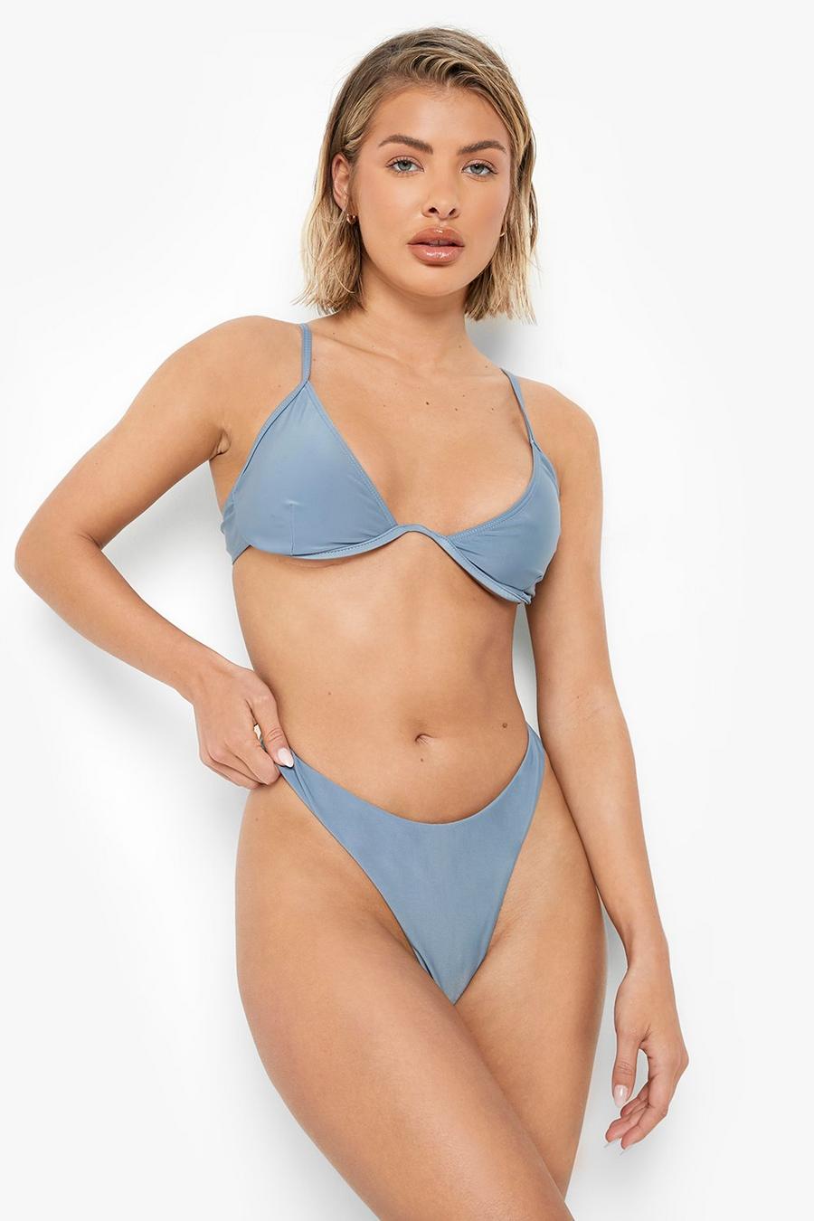 Blue Recycled Hipster Thong Bikini Brief image number 1