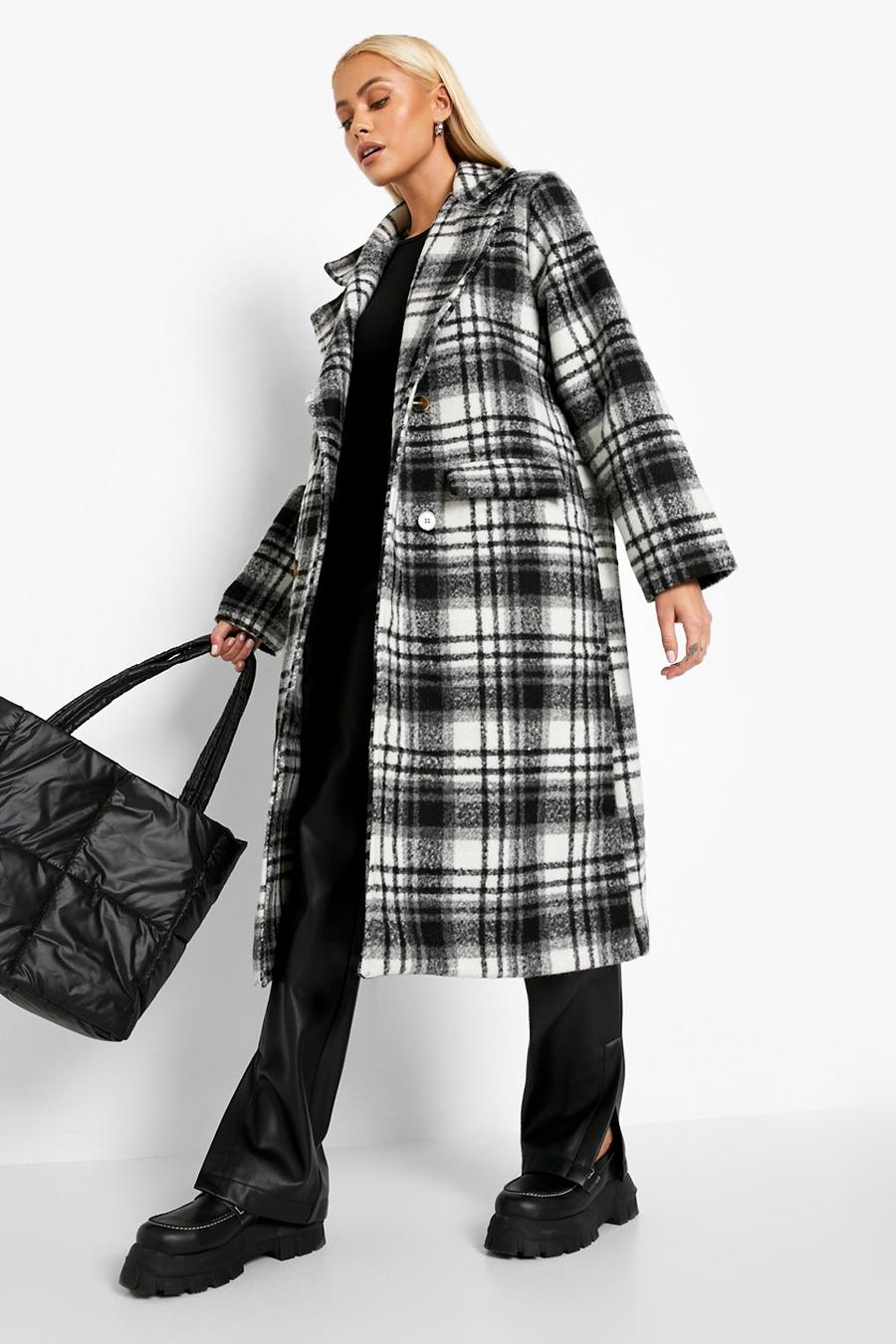 Manteau effet laine à col oversize, Black image number 1
