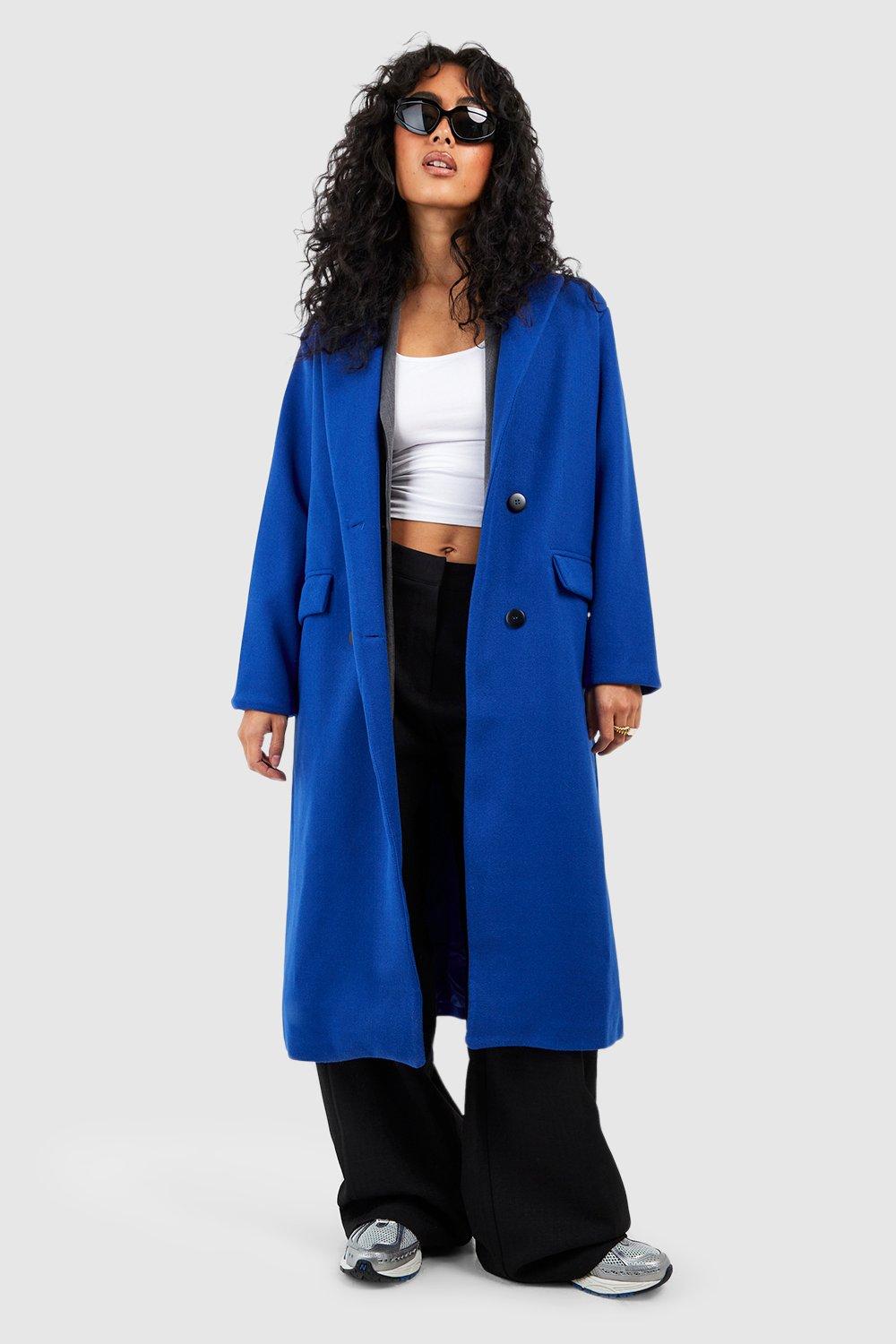 Double Breasted Wool Look Coat boohoo NZ