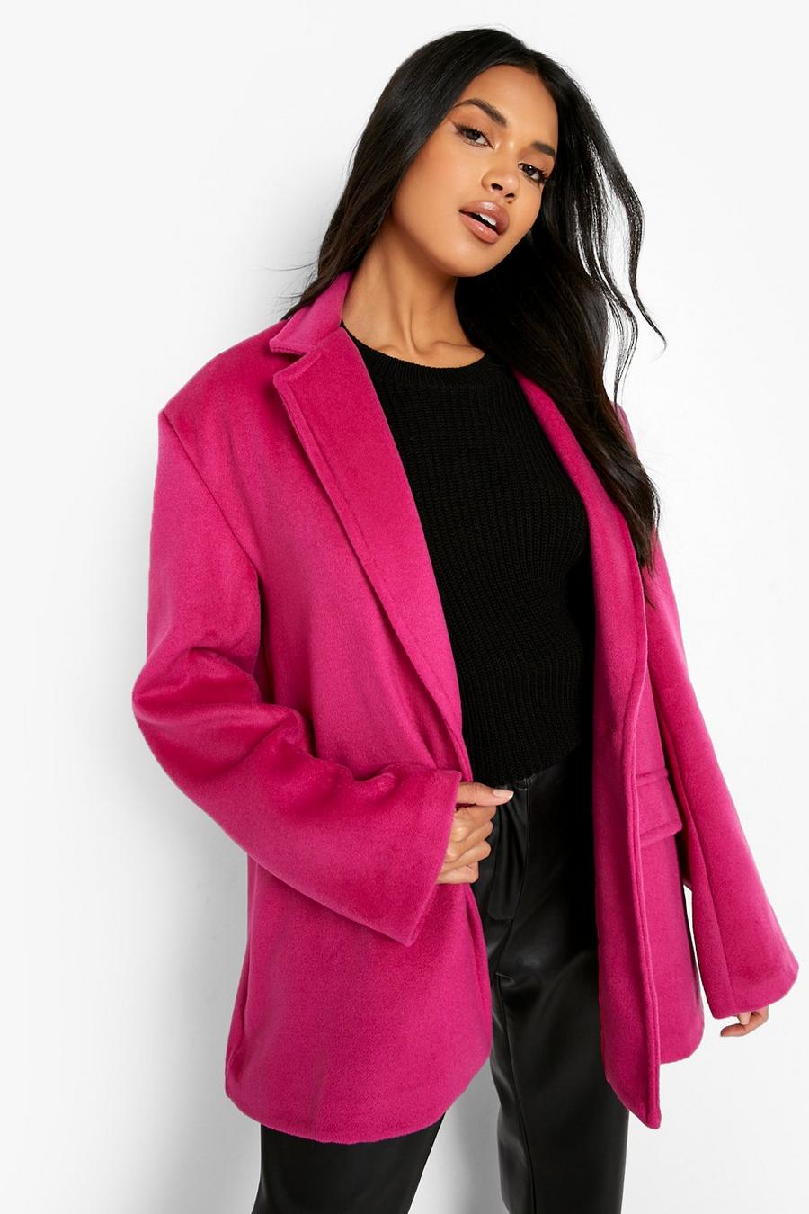 Hot pink Oversized Wool Look Blazer image number 1