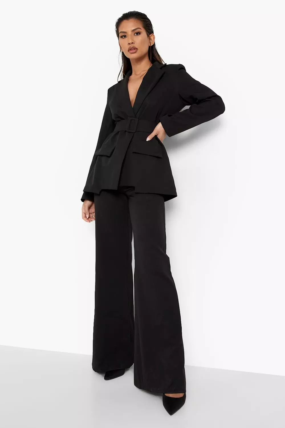 Belted shop blazer suit