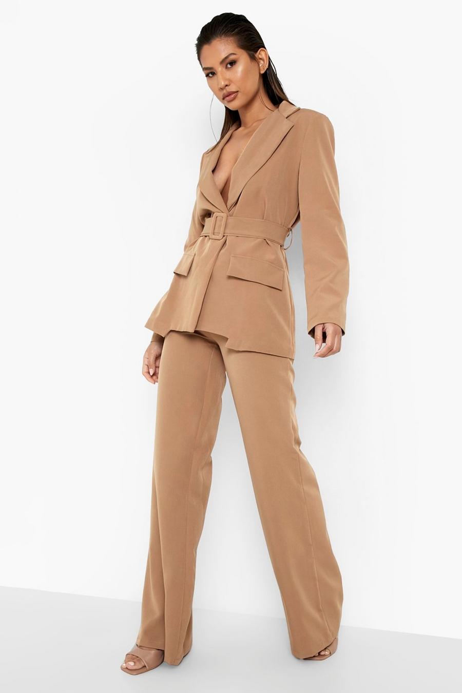 Camel Fit & Flare Tailored Trousers image number 1