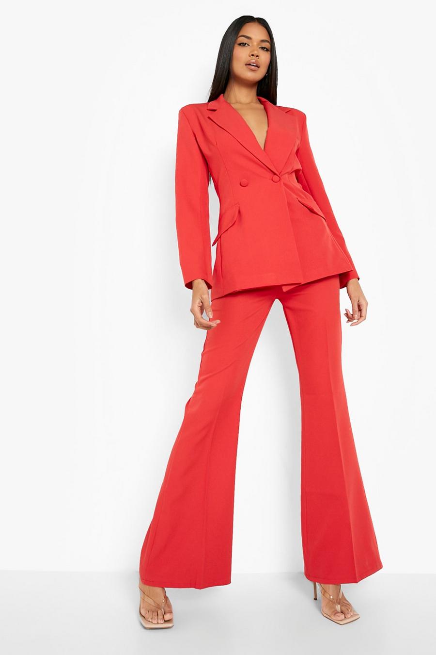 Red Fit & Flare Tailored Pants image number 1