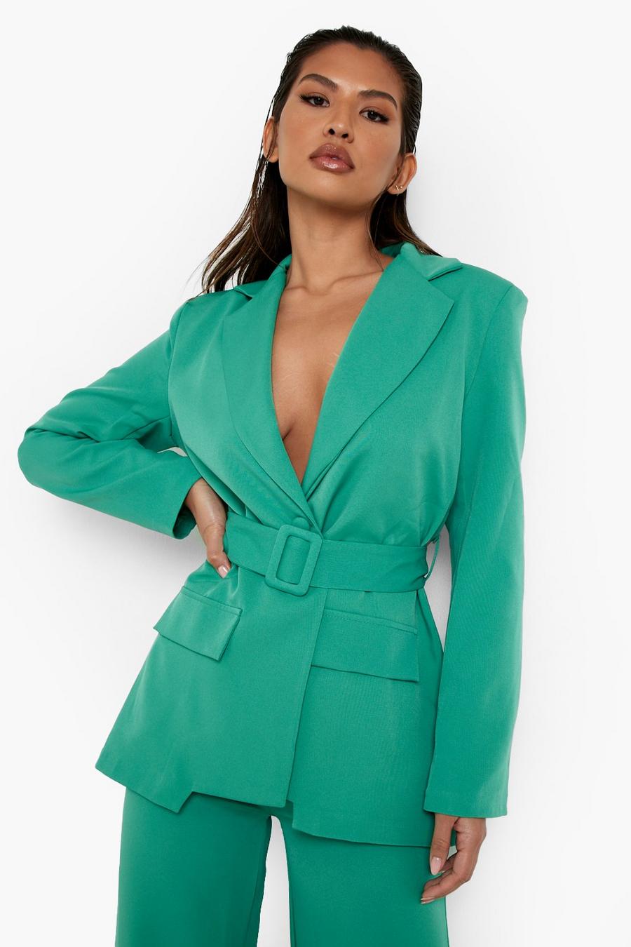 Bright green Belted Tailored Blazer image number 1