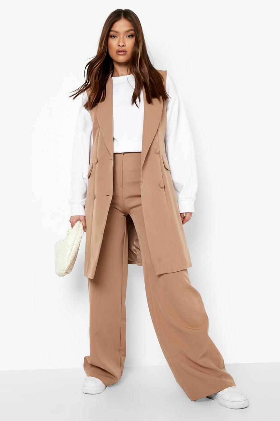 Camel Relaxed Fit Super Wide Leg Pants image number 1