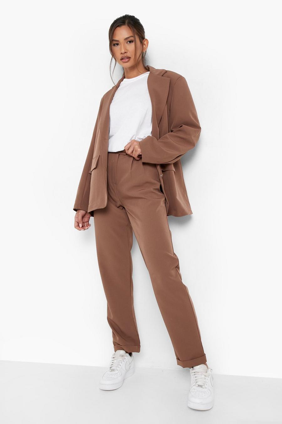 Mocha Pleat Front Relaxed Fit Trousers image number 1