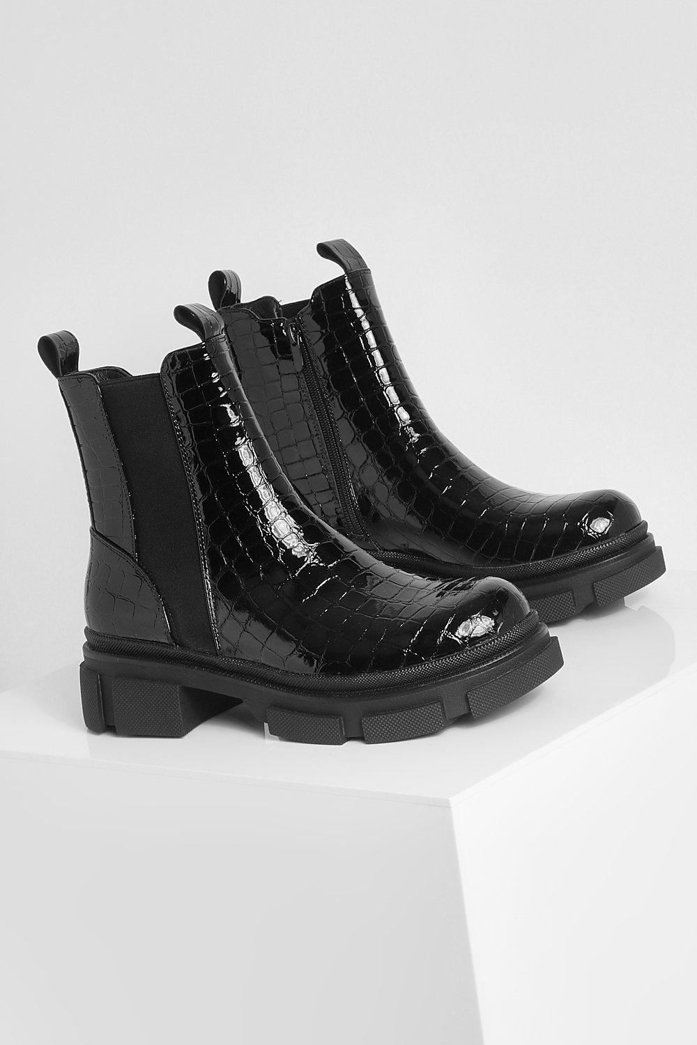 Patent croc chelsea boots hot sale