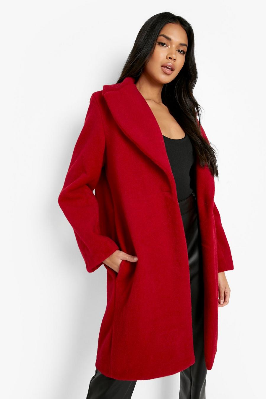Berry Soft Brushed Wool Look Coat image number 1