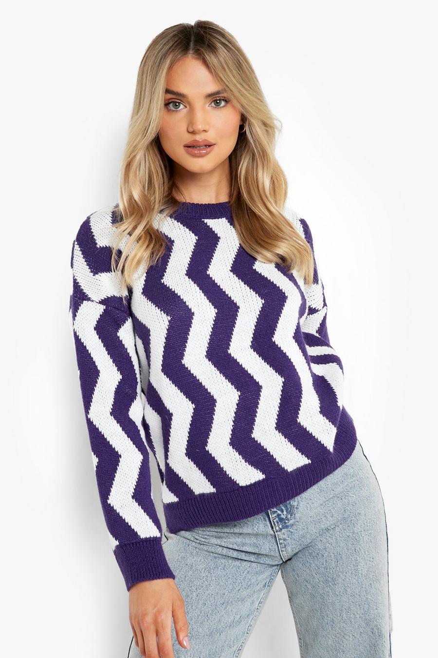 Purple Zigzag Sweater image number 1