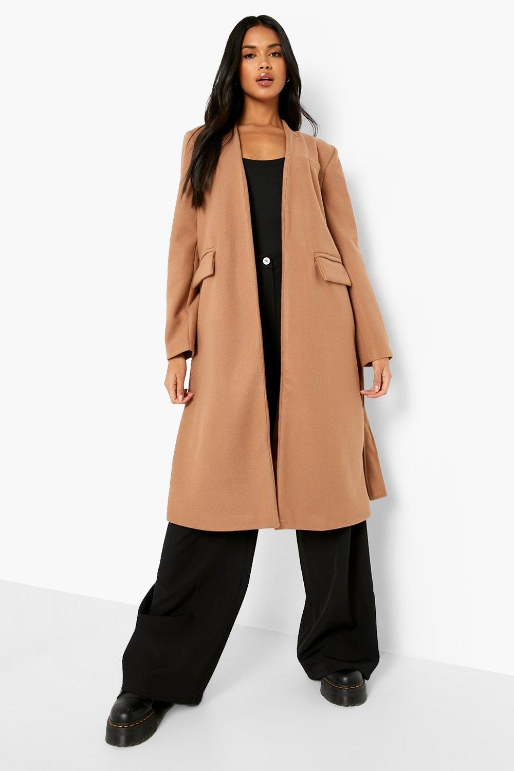 Ladies hot sale collarless coat