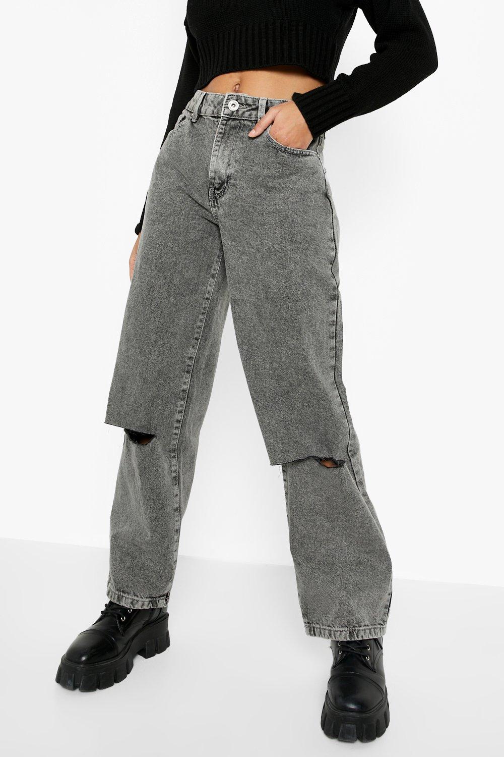 Jeans gris dechire discount femme