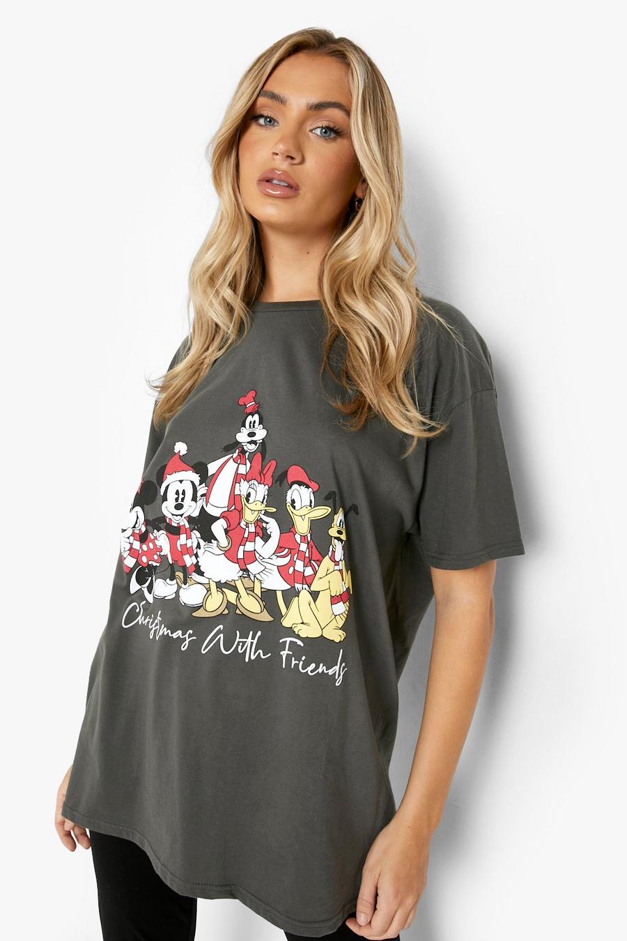 Charcoal Disney Friends Kerst T-Shirt  image number 1