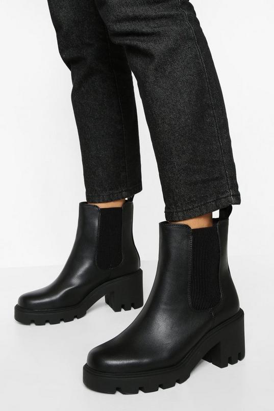 Wide Fit Chunky Chelsea Boots | Boohoo UK