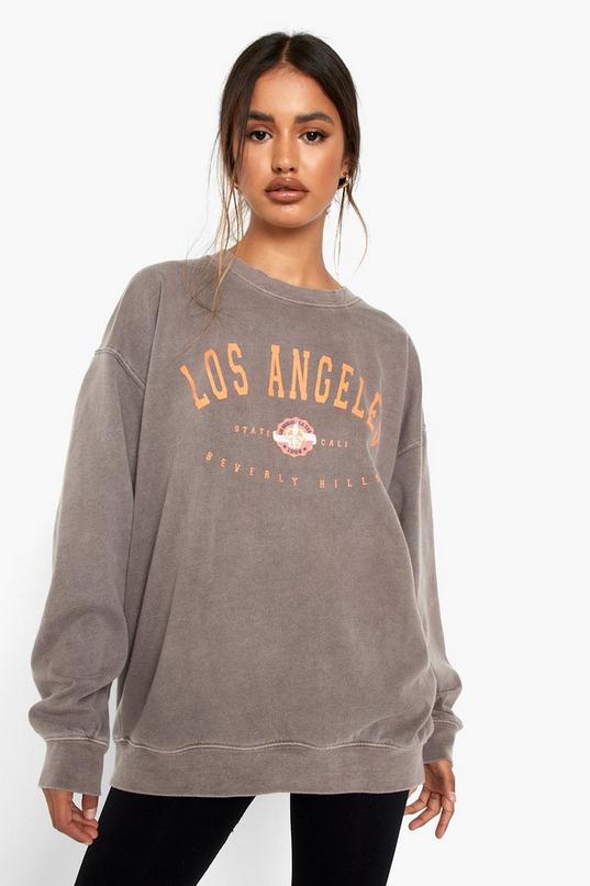 Women's Overdyed Los Angeles Oversized Sweater | Boohoo UK