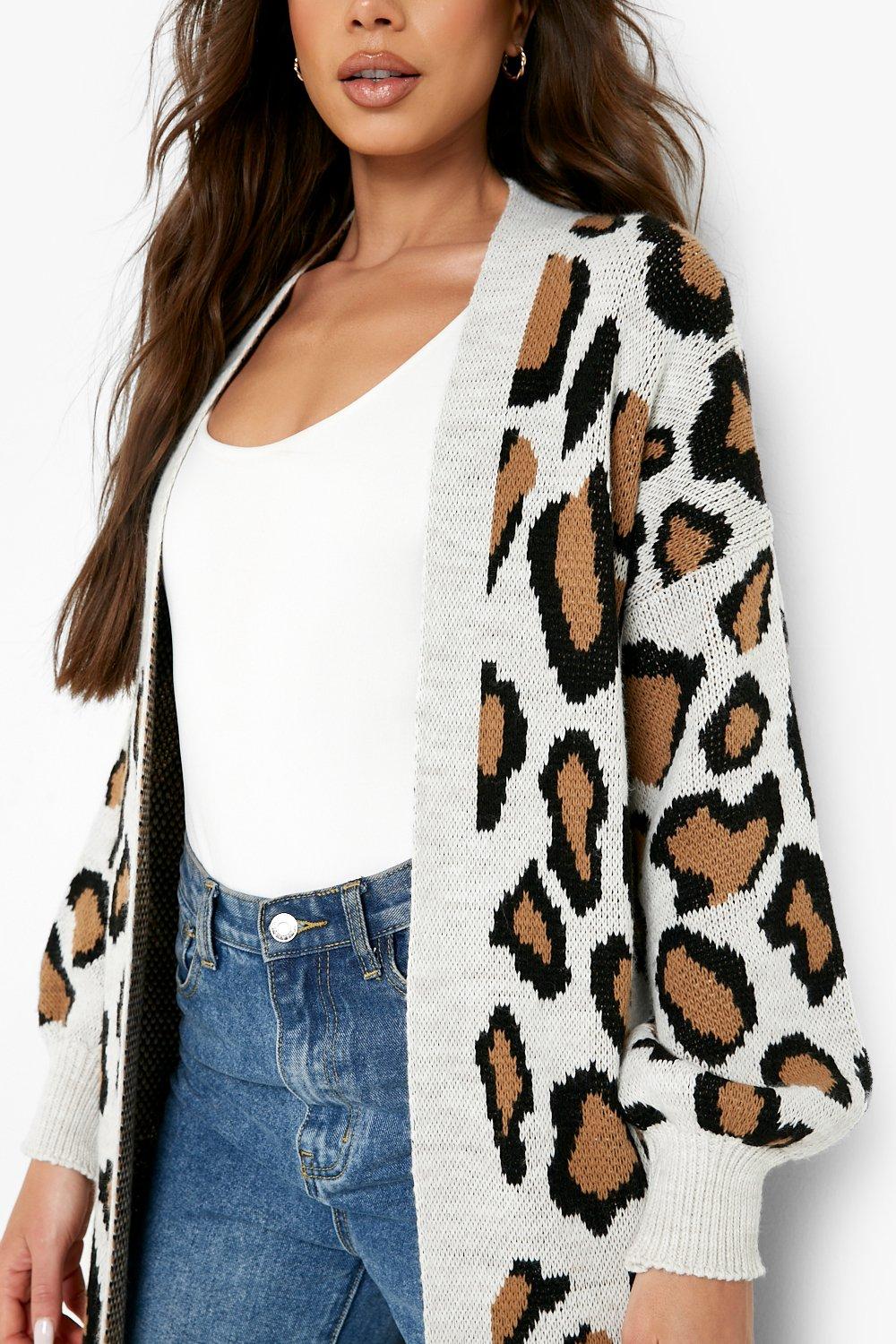 Leopard print 2024 cardigan boohoo