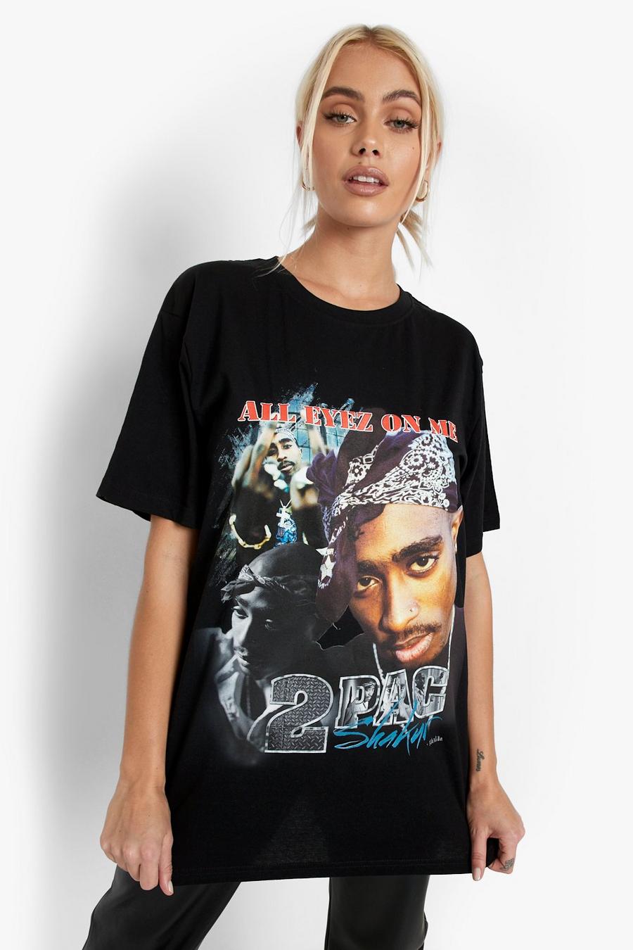 Oversize T-Shirt mit Printiertem 2 Pac Print, Black image number 1