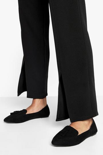 Wide Fit Pointed Toe Tassel Detail Ballet Flats black