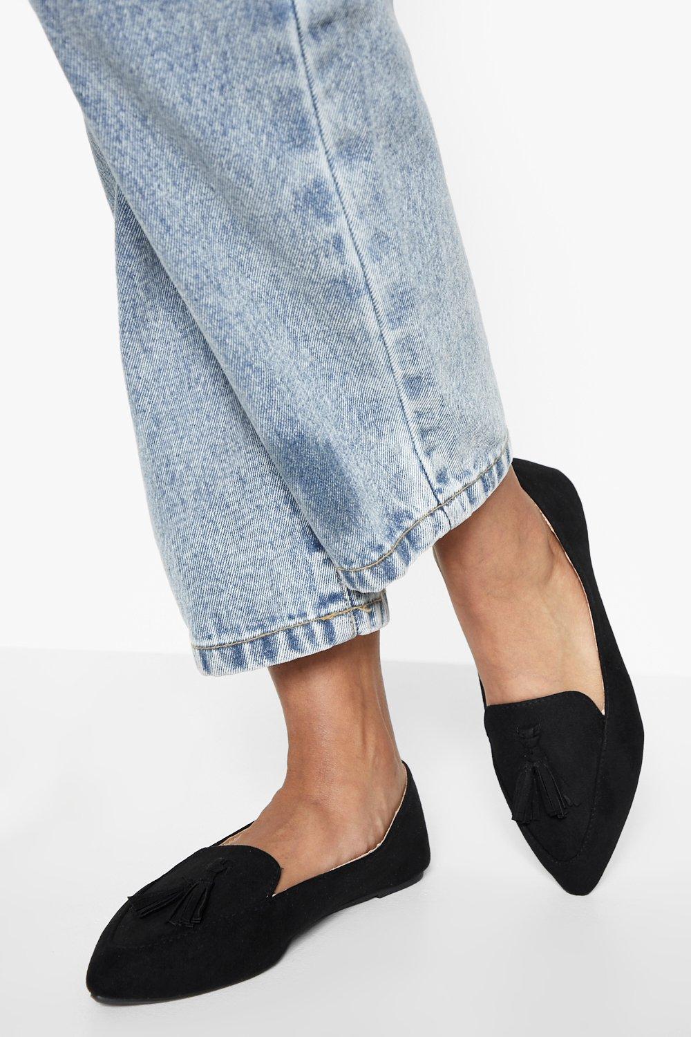 pointed toe flats with tassels