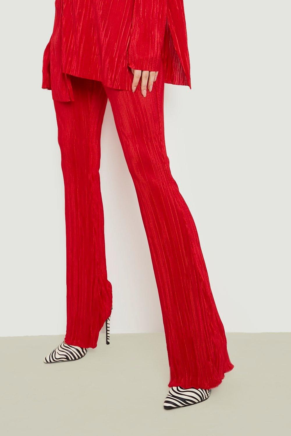 The Brick Red High Waisted Pleated Flare Pants - Women's High Waisted  Pleated Flare Pants - Brick Red - Bottoms