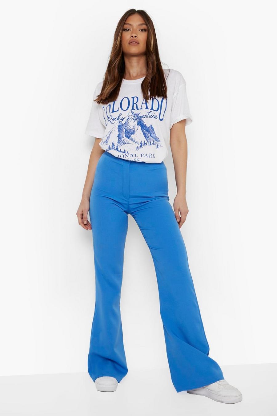 Blue Tailored Wide Leg Trousers image number 1