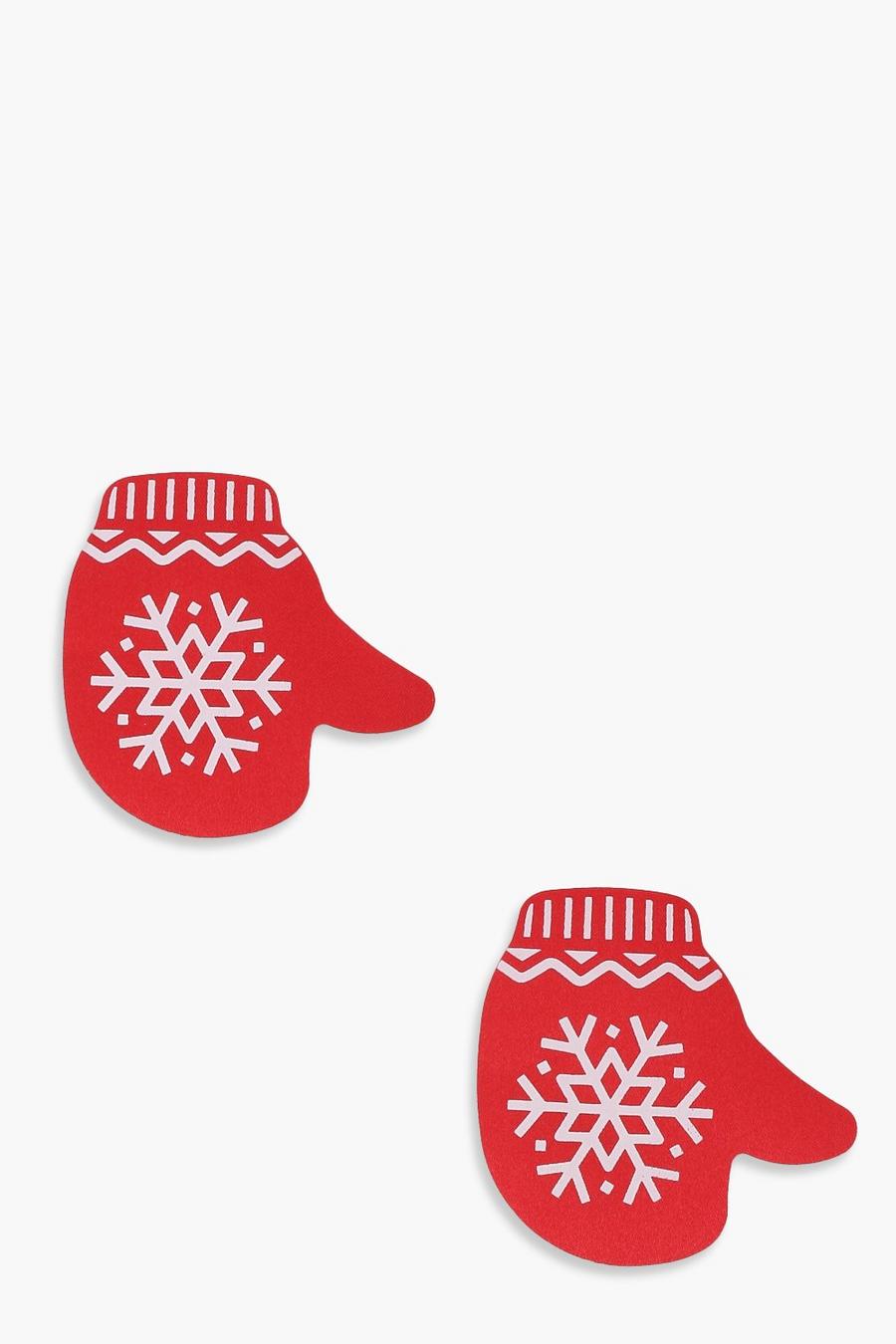 Red Christmas Mitten Nipple Covers image number 1