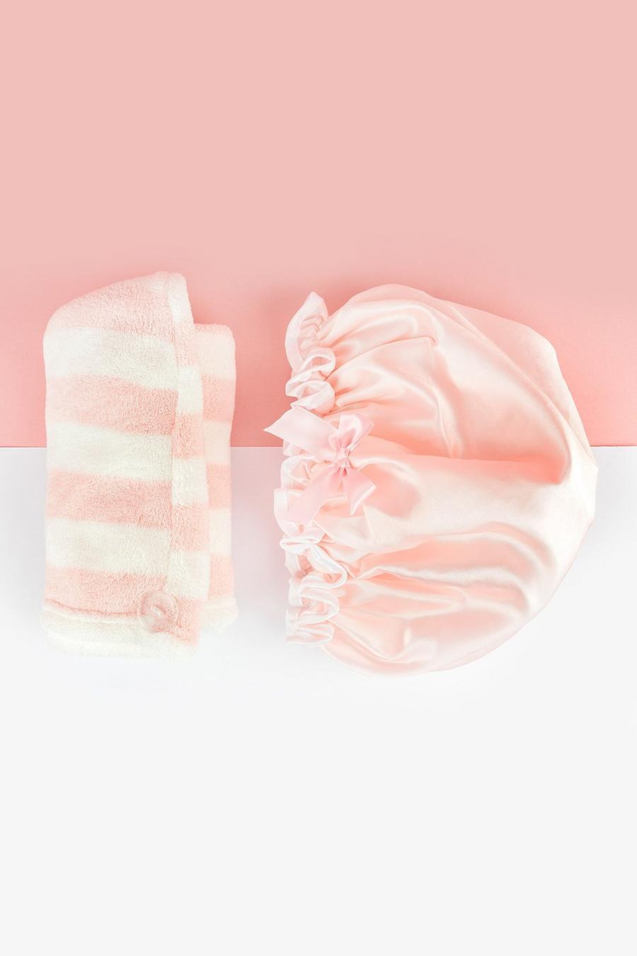 Pink Brushworks Luxury Hair Towel & Shower Cap image number 1