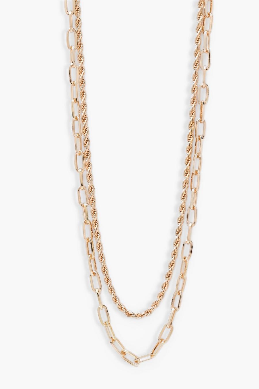 Gold Chunky Chain Link Rope Twisted Necklace image number 1