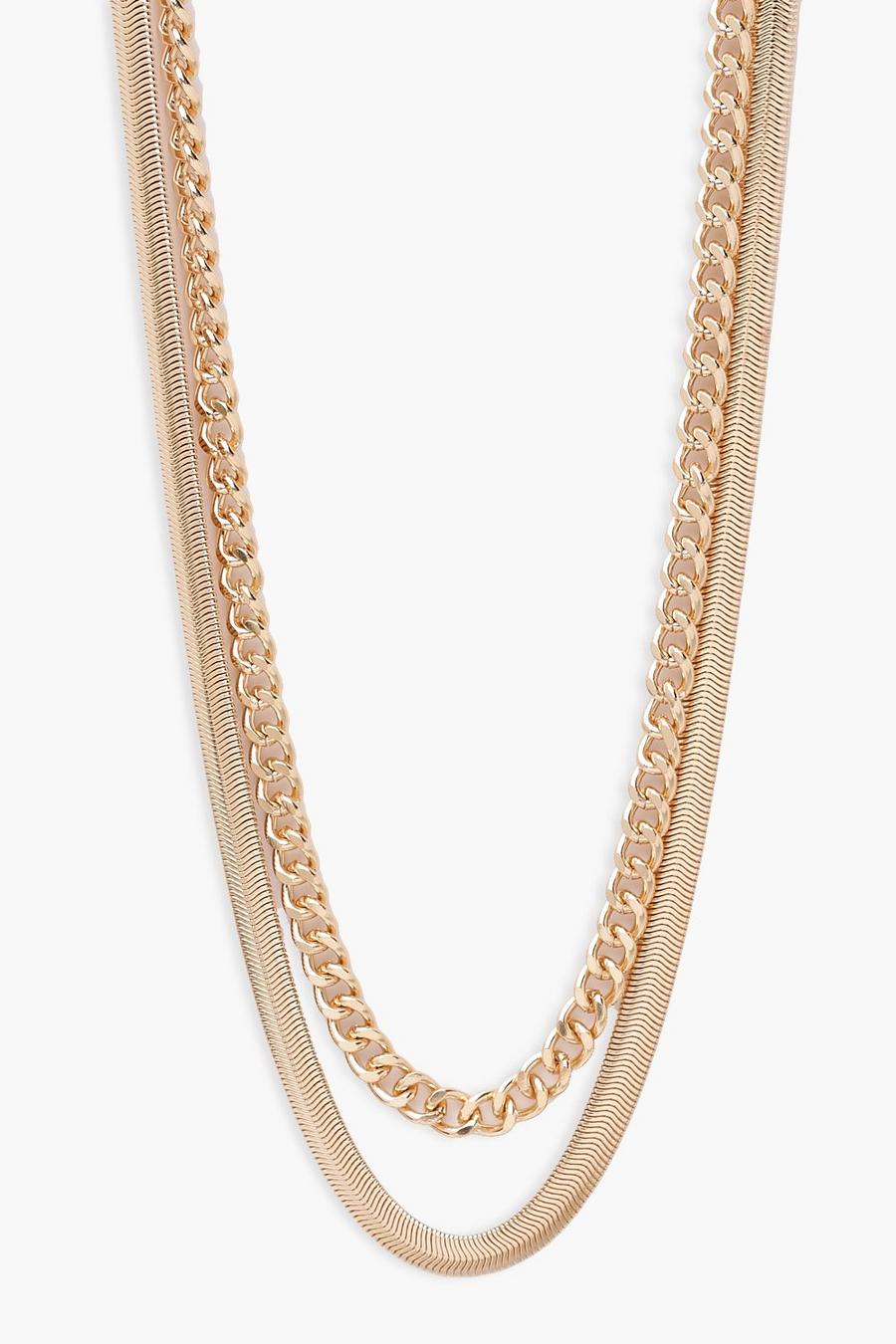 Gold Mixed Chunky Layering Necklaces image number 1