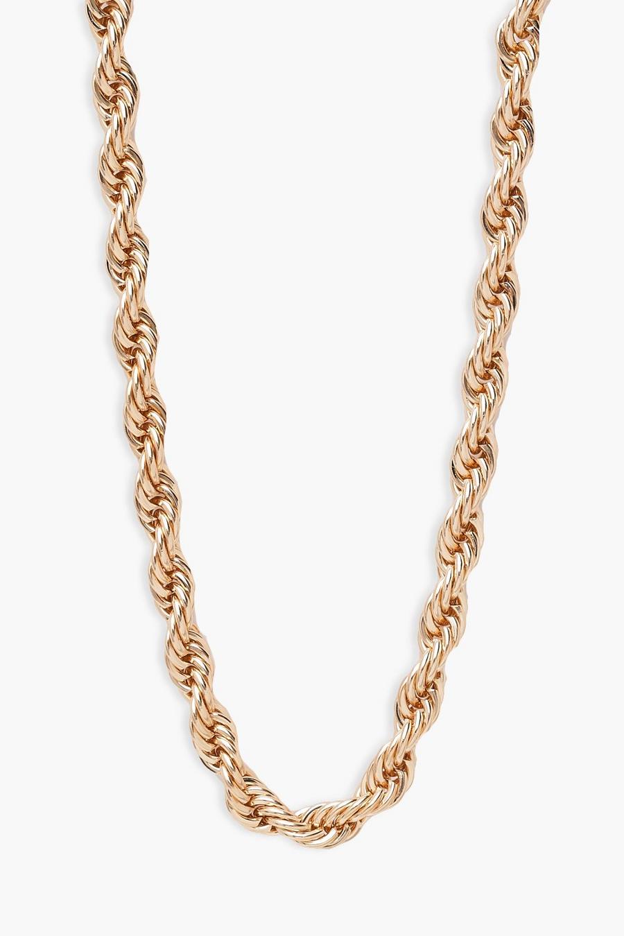 Gold Chunky Twisted Rope Necklace image number 1