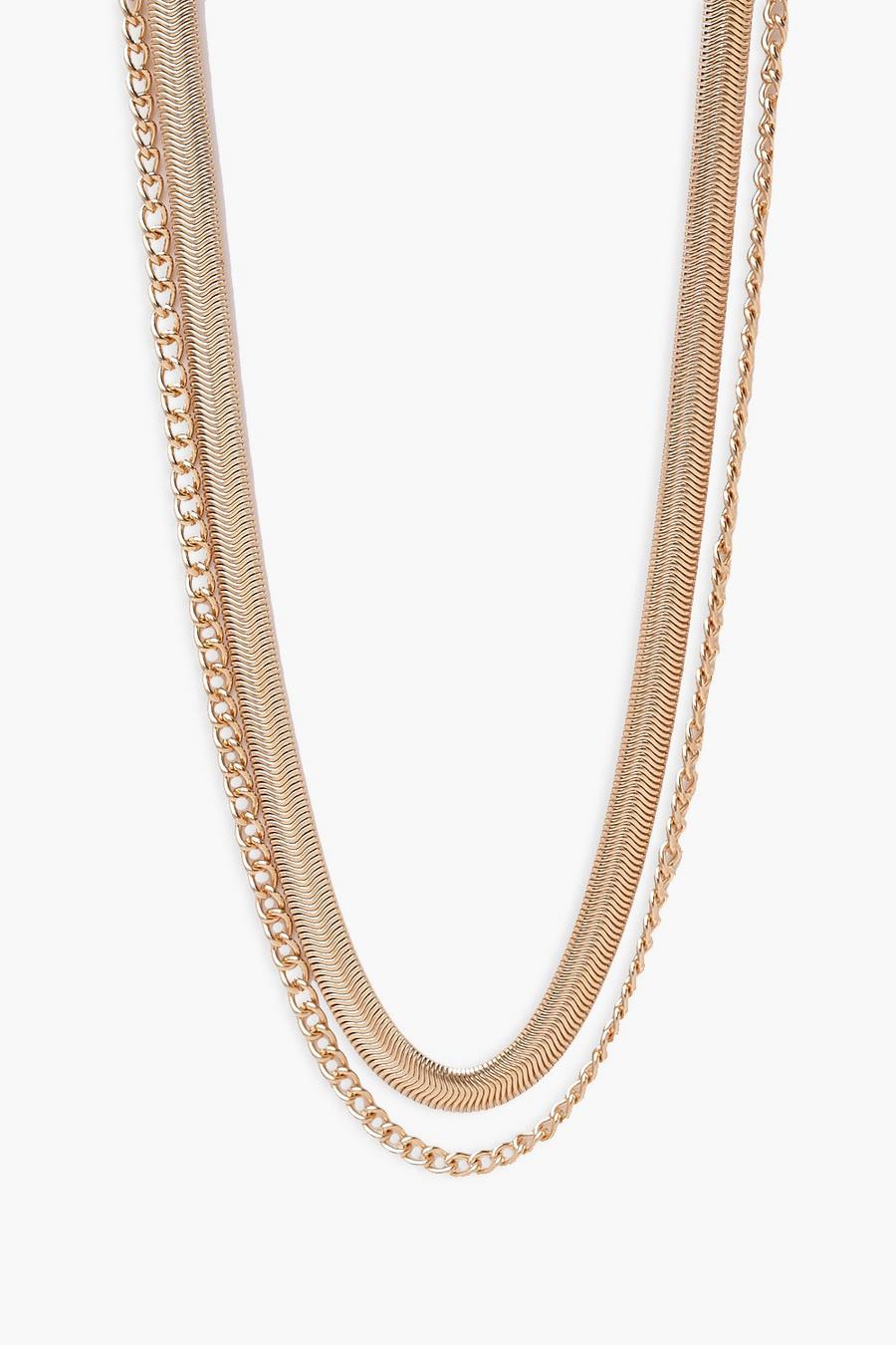 Gold Delicate Double Chain Choker Necklace image number 1