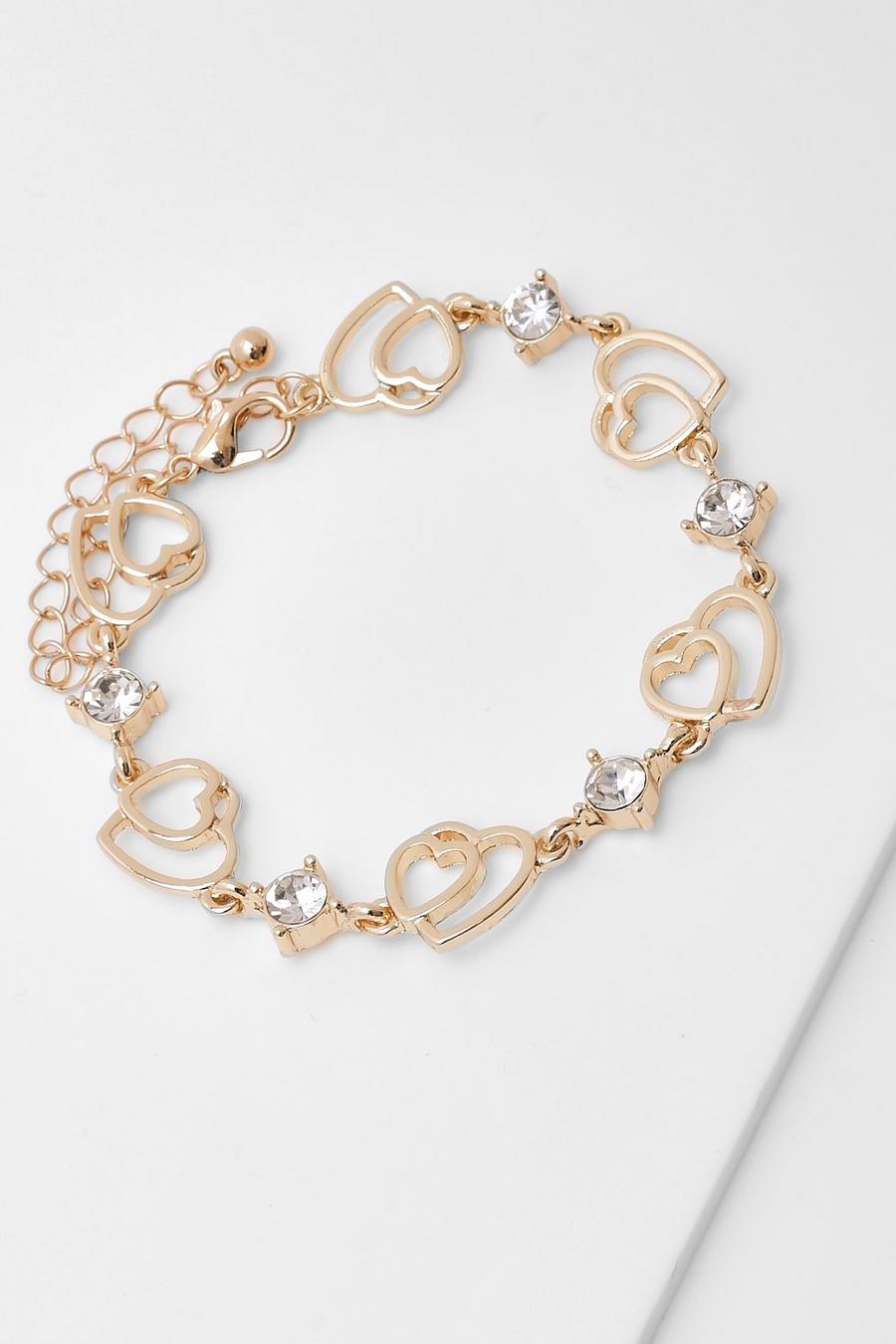Gold metallic Simple Heart Chain Link Bracelet