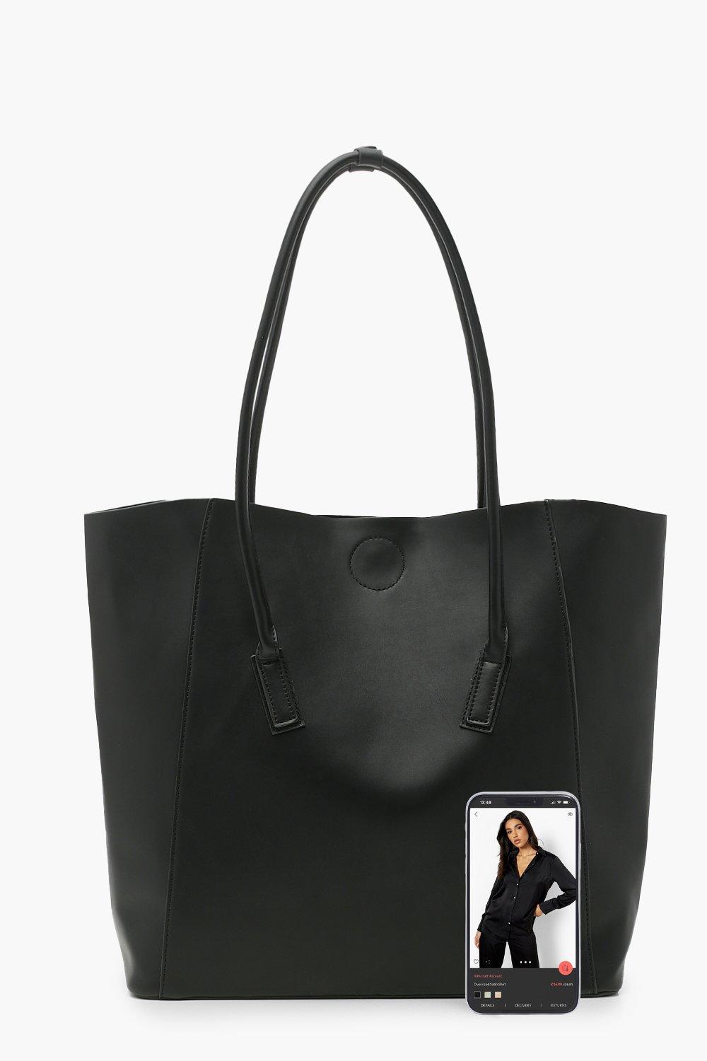 Black tote store bag boohoo