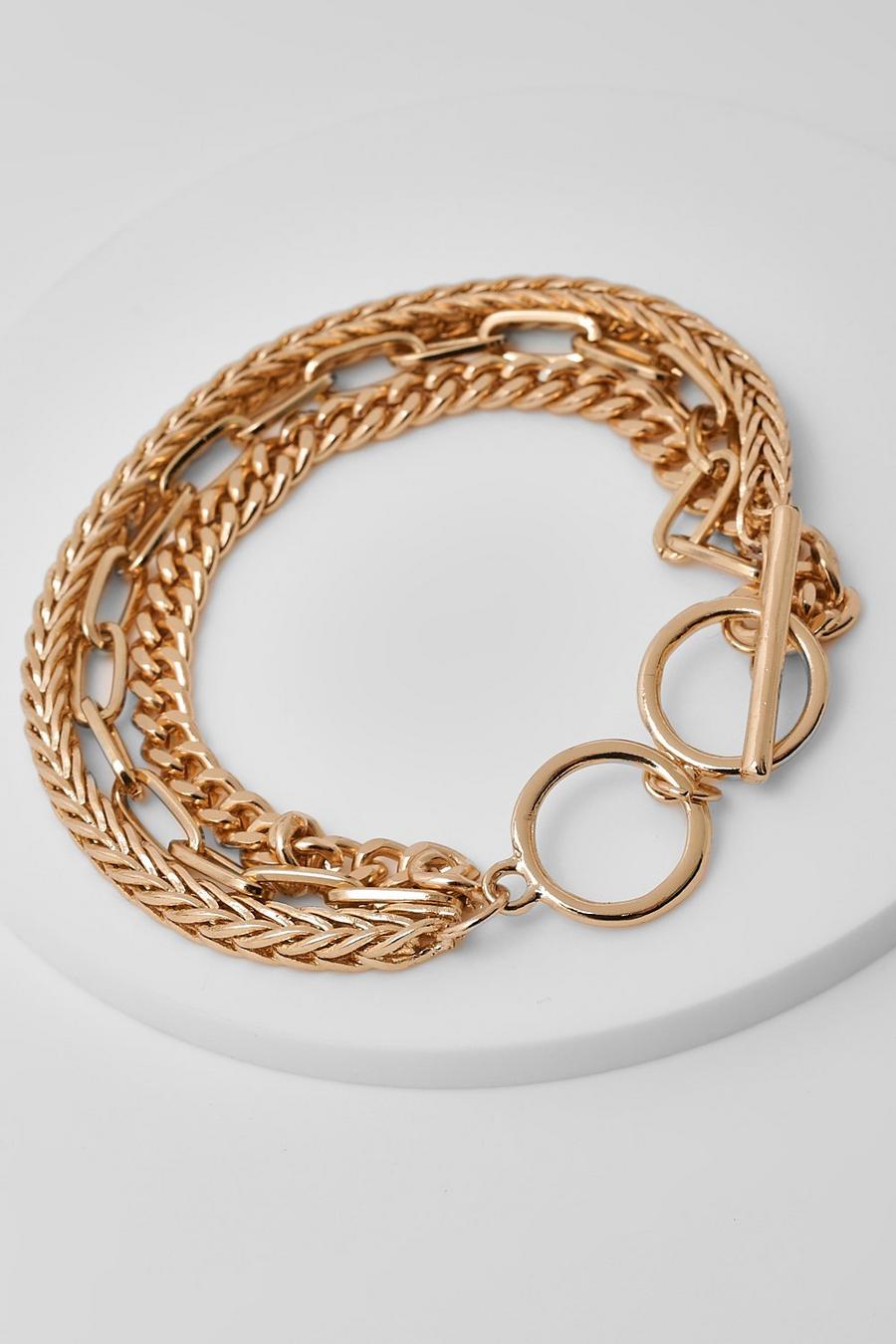 Gold 3 Pack Chain Link Bracelets image number 1